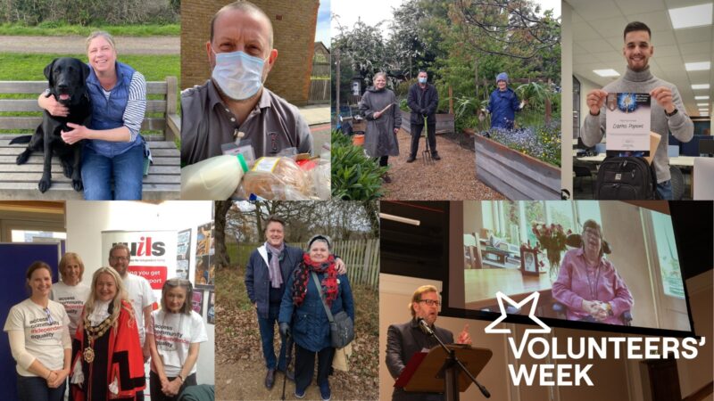 A collage of photos of past and present Ruils volunteers. There is a logo in the bottom left corner that says "Volunteers' Week"
