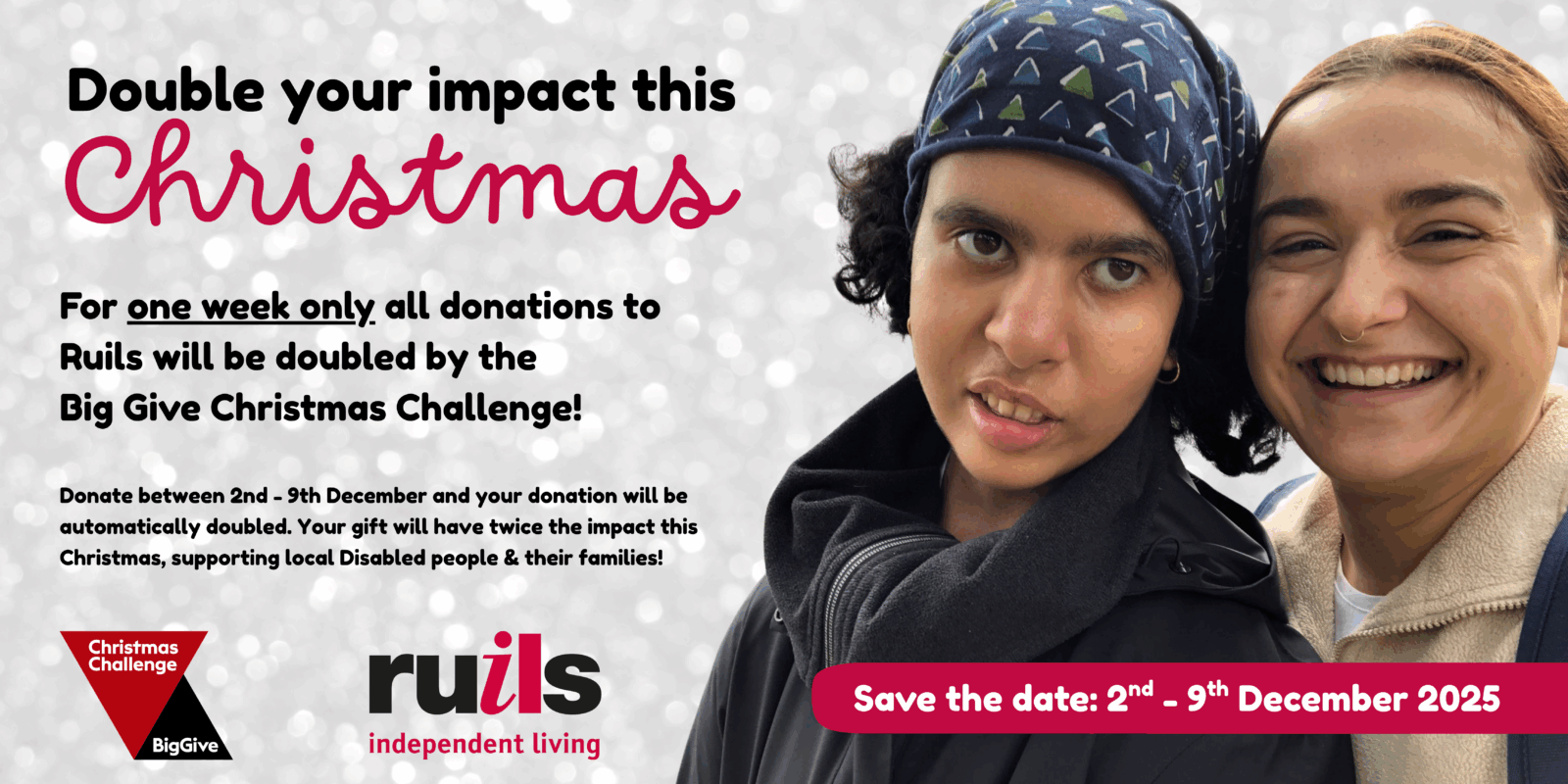 Big give banner that says "Double your impact this Christmas"